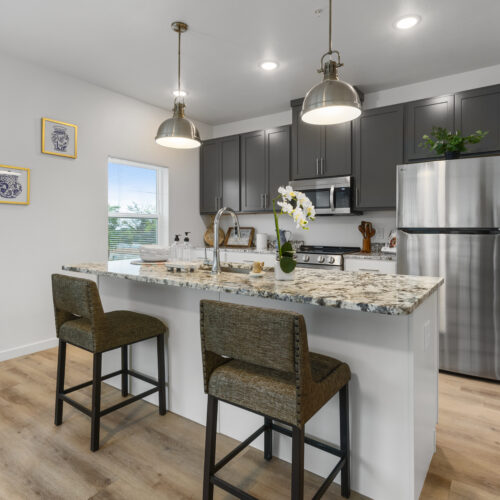 staged kitchen island